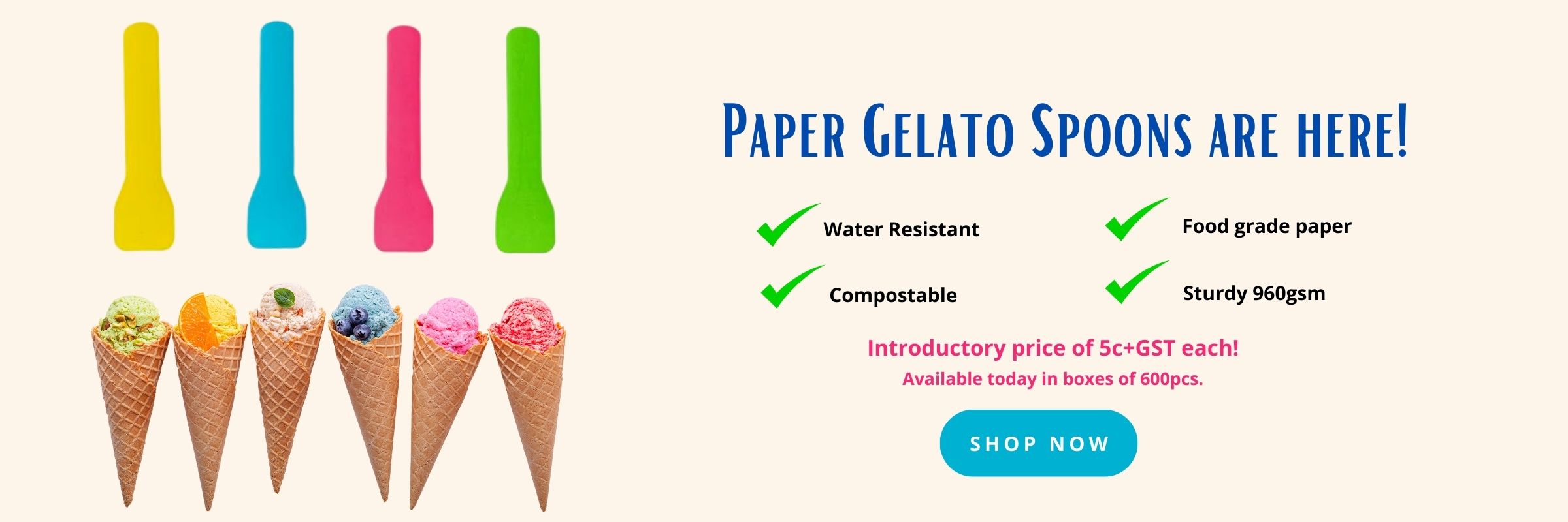 Paper Gelato and Ice Cream spoons
